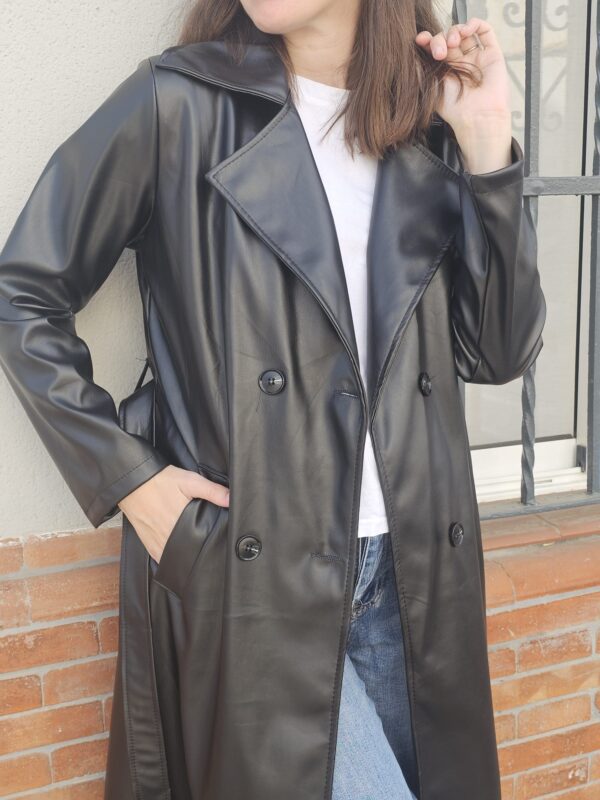 6097 Gabardina piel negro - Imagen 3