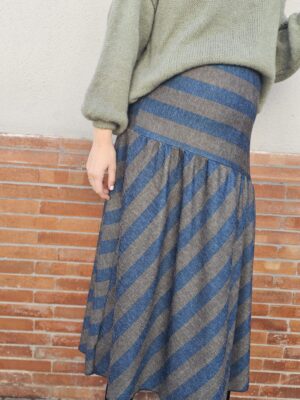 6318 Falda raya azul-verde