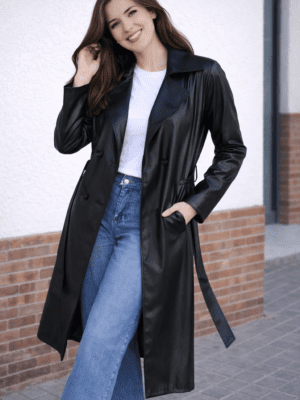 6097 Gabardina piel negro
