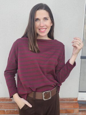 6463 Camiseta raya burdeos - marron