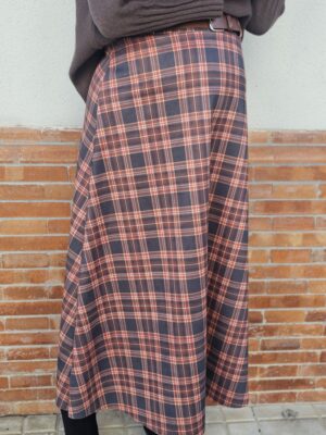 6593 Falda Cuadros Marrón
