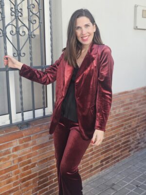 6662 Traje chaqueta terciopelo burdeos