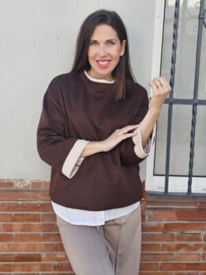 6357 Sudadera marron