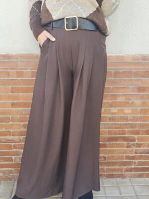 6434 Pantalon cinturon marron