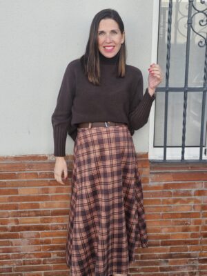 6593 Falda Cuadros Marrón