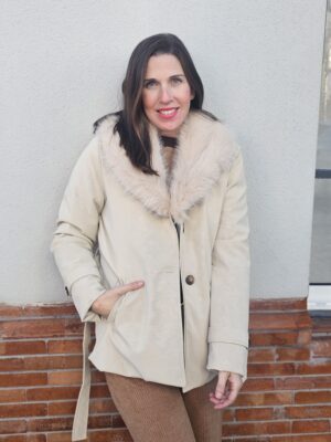 6710 abrigo pelo beige