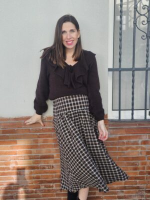 6585 Falda Cuadro Marrón