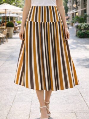 7085 Falda de rayas naranja/marrón