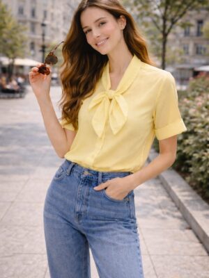 7910 Blusa con lazo amarillo