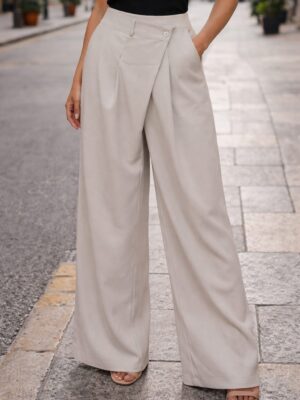 7901 Pantalón traje cruzado beige